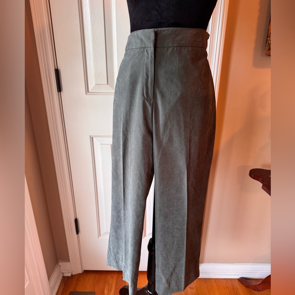 Madison Hill deep olive green cropped Trousers with the feel of suede